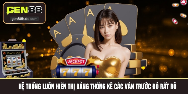 Hệ thống luôn hiển thị bảng thống kê các ván trước đó rất rõ