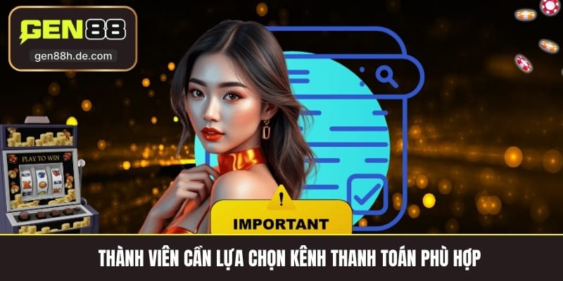 Thành viên cần lựa chọn kênh thanh toán phù hợp 